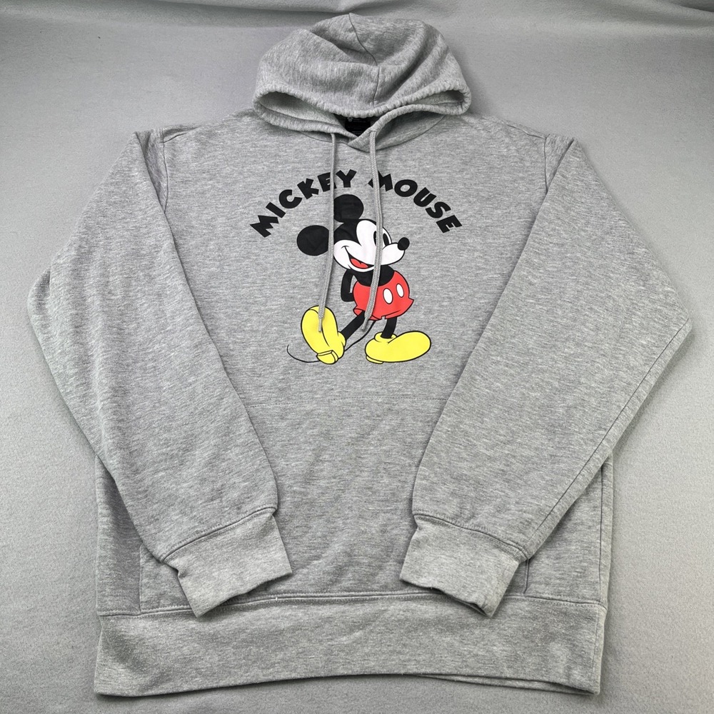 Disney Mickey Mouse Sweatshirt Pullover  Unisex Size Med Walt World Gray Hoodie